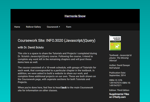 Javascript site frontpage
